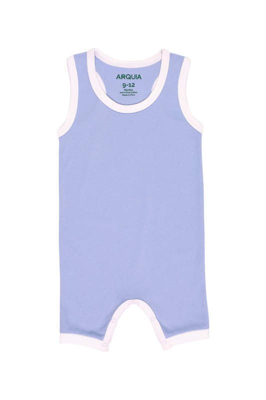Sleeveless Summer Onesie in Chambray Blue