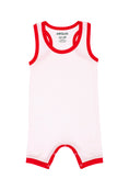 Load image into Gallery viewer, Sleeveless Summer Onesie in Red/White
