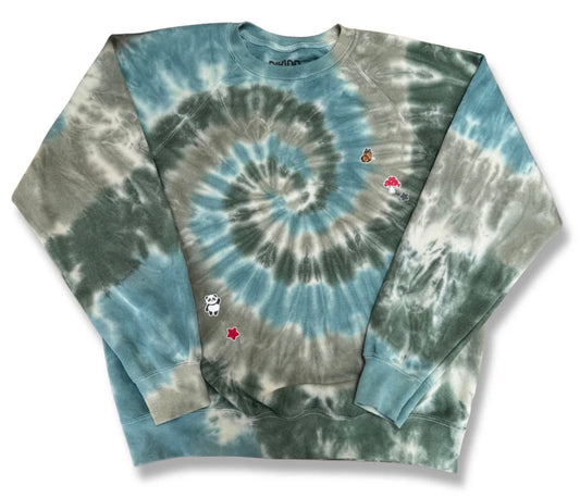 Tie dye sweater with printed stickers
