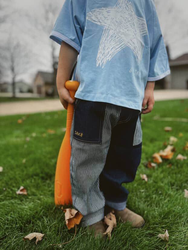 Twirl Pant Stripe Denim